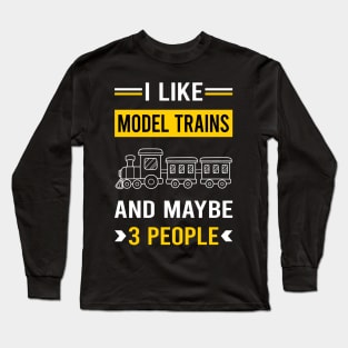 3 People Model Train Trains Railroad Railway Long Sleeve T-Shirt